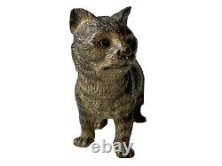 Sculpture Bronze Of Vienna Polychrome Signed Geschützt Chat Chaton Epoque XIX Ème