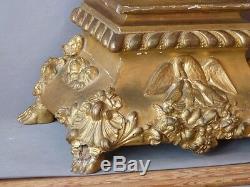Sculpture Golden Wood, Grand Angel In Prayer Altar Of Base, Time XIX