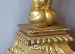 Sculpture Golden Wood, Grand Angel In Prayer Altar Of Base, Time XIX