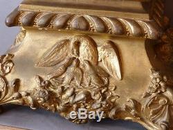 Sculpture Golden Wood, Grand Angel In Prayer Altar Of Base, Time XIX