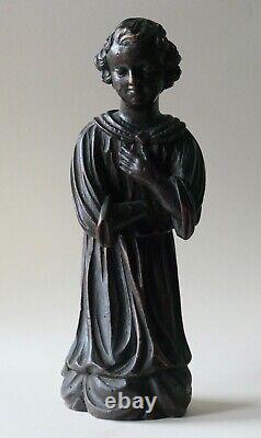 Sculpture of a Kneeling Angel in Prayer, Carved Wood, High Baroque Style