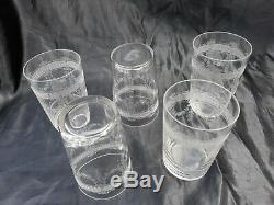 Series 5 Crystal Glasses Engraved Crystal Goblet 19th Time XIX Baccarat