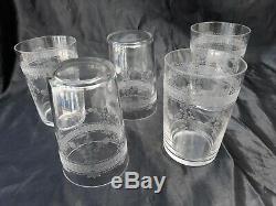 Series 5 Crystal Glasses Engraved Crystal Goblet 19th Time XIX Baccarat