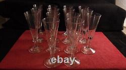 Service of 14 flat-sided Directoire crystal flutes from the early 19th century