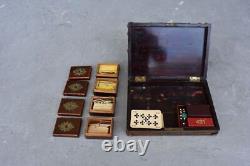 Set Box Of Quadrulle Era Late Xixth In Wood And Brass
