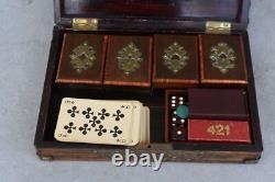 Set Box Of Quadrulle Era Late Xixth In Wood And Brass