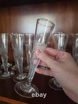 Set of 14 Crystal Champagne Flutes, Empire/Restauration Period, Early 19th Century