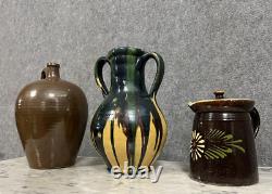 Set of 3 pottery pitchers from the 19th century