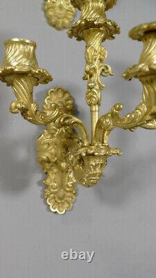 Set of 4 Gilded Bronze Appliques from the Restoration Period of Charles X, Early 19th Century.