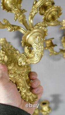 Set of 4 Gilded Bronze Appliques from the Restoration Period of Charles X, Early 19th Century.