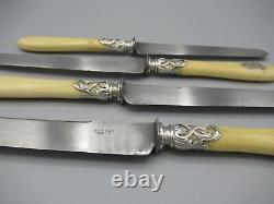 Set of twelve armorial knives in bone and silverware, 19th century, VEYRAT Paris.