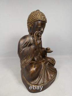Shakyamuni Buddha bronze with raised hand Abhaya Mudra, sculpture from the late 19th century