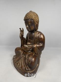 Shakyamuni Buddha bronze with raised hand Abhaya Mudra, sculpture from the late 19th century