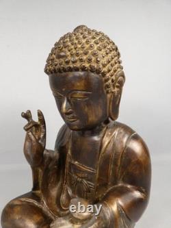 Shakyamuni Buddha bronze with raised hand Abhaya Mudra, sculpture from the late 19th century