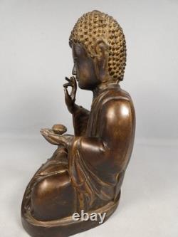 Shakyamuni Buddha bronze with raised hand Abhaya Mudra, sculpture from the late 19th century