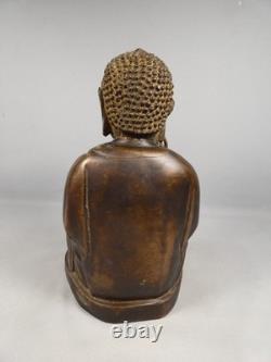 Shakyamuni Buddha bronze with raised hand Abhaya Mudra, sculpture from the late 19th century