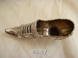 Shoe, silver high-heeled shoe, England, hallmarks to be identified, 19th century