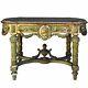 Side Table Lacquered Green And Golden Nineteenth Time
