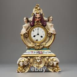 Signed Porcelain Mantel Clock by Jacob Petit from the 19th Century, Napoleon III Period