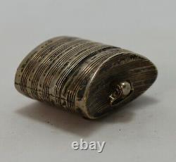 Silver Box With Oval Shape And 19th Century Groove Pattern