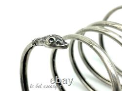 Silver Bracelet, antique coiled serpent 5 turns, late Victorian era late 19th century