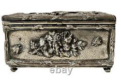 Silver Bronze Jewellery Box Ab Paris Animated Scene Characters Epoque XIX Ème