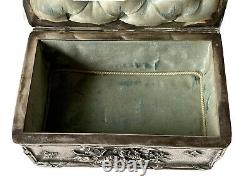 Silver Bronze Jewellery Box Ab Paris Animated Scene Characters Epoque XIX Ème