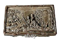 Silver Bronze Jewellery Box Ab Paris Animated Scene Characters Epoque XIX Ème