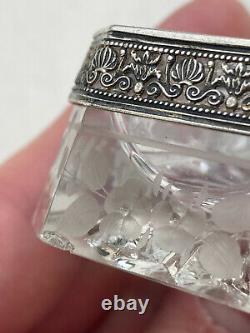 Silver Coil Massif & Crystal Glass Coil Sablé Epoque XIX Ème