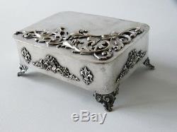 Silver Metal Box, Acanthus Leaves And Flowers Lys Era XIX