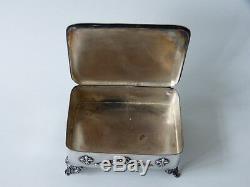 Silver Metal Box, Acanthus Leaves And Flowers Lys Era XIX