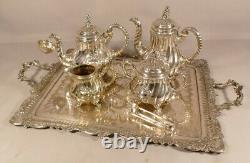 Silver Metal Tea And Coffee Service With Tray, Gallia And Wmf, Era Xixth