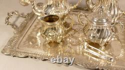 Silver Metal Tea And Coffee Service With Tray, Gallia And Wmf, Era Xixth