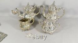 Silver Metal Tea And Coffee Service With Tray, Gallia And Wmf, Era Xixth