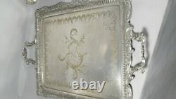 Silver Metal Tea And Coffee Service With Tray, Gallia And Wmf, Era Xixth