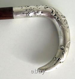 Silver Solid Rocaille-Style Pommel Cane, Art Nouveau Period, 19th Century