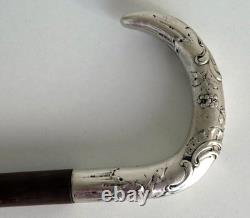 Silver Solid Rocaille-Style Pommel Cane, Art Nouveau Period, 19th Century