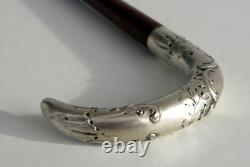 Silver Solid Rocaille-Style Pommel Cane, Art Nouveau Period, 19th Century