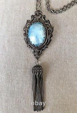 Silver pendant-brooch from the late 19th century with Limoges enamel