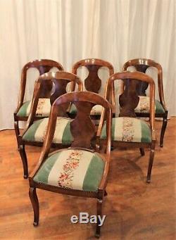 Six Gondolas Mahogany Chairs Restoration Period Nineteenth Century