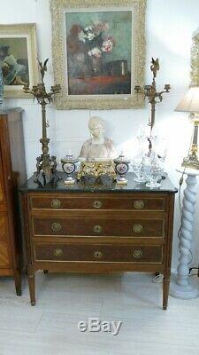 Small Commode Louis XVI Mahogany And Marble Black, Start Time XIX