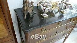 Small Commode Louis XVI Mahogany And Marble Black, Start Time XIX