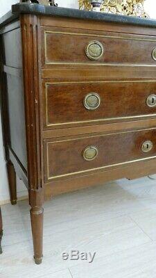 Small Commode Louis XVI Mahogany And Marble Black, Start Time XIX