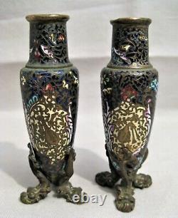 Small Pair Of Bronze Vases Partitioned Era Xixth Century