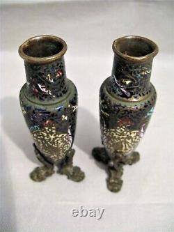 Small Pair Of Bronze Vases Partitioned Era Xixth Century