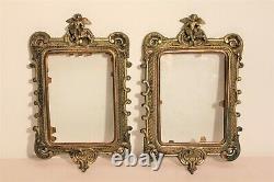 Small Pair Of Frames In Bronze Decorated With Angels Era Nineteenth Century