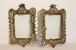 Small Pair Of Frames In Bronze Decorated With Angels Era Nineteenth Century