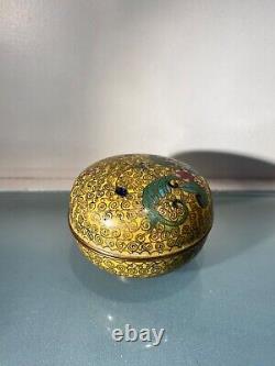 Small Round Chinese Cloisonné Box, Late 19th Century
