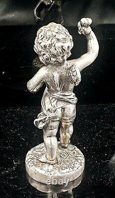 Small Subject Cherubin Angelot Silver Bronze Epoque Xixeme Haut. 11cm