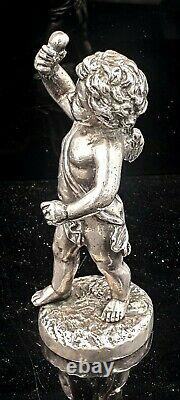 Small Subject Cherubin Angelot Silver Bronze Epoque Xixeme Haut. 11cm